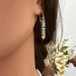 Desert Pearl & Kingman Turquoise Earrings • Sterling Silver Chevron Chain Jewelry