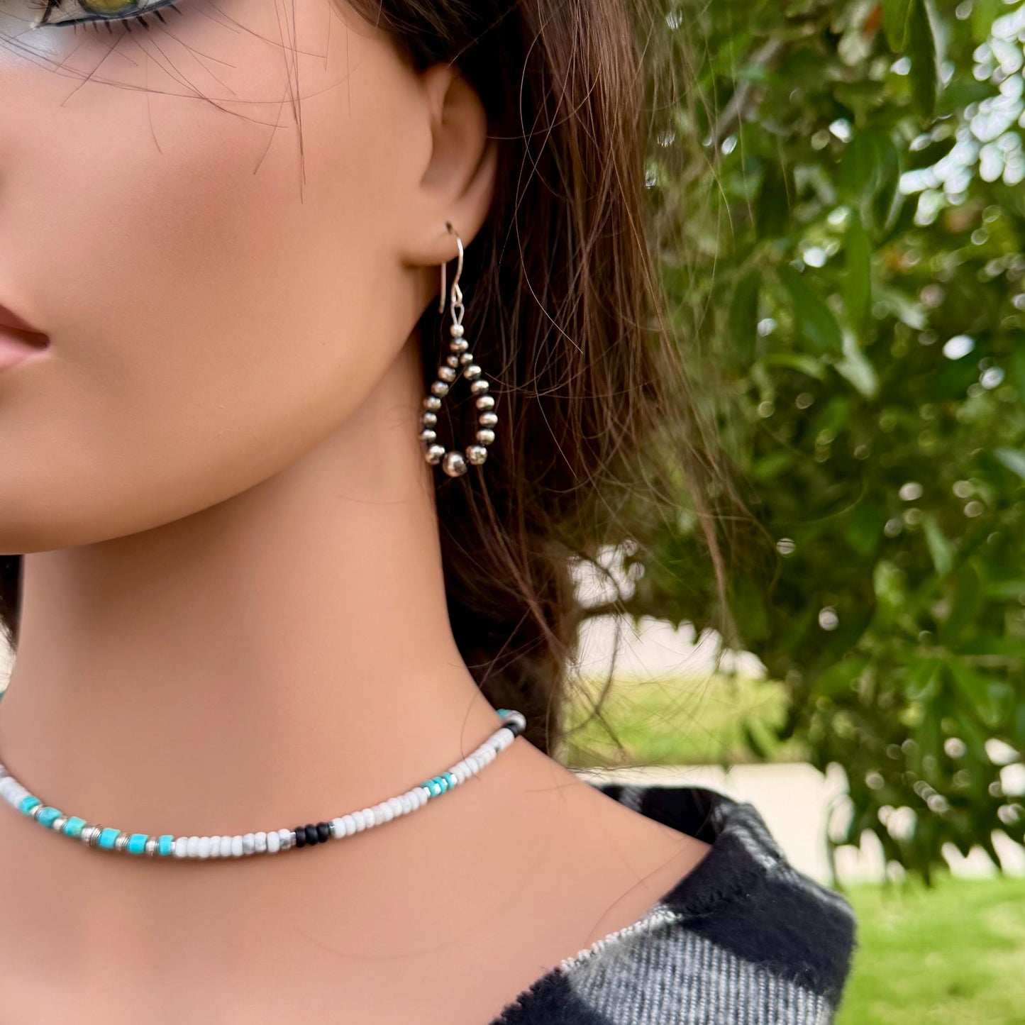 Desert Pearl Teardrop Hoop Earrings • Sterling Silver Dainty Southwestern Jewelry