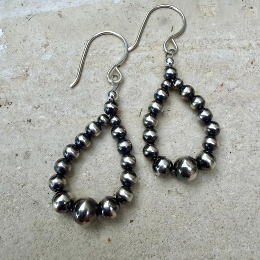 Desert Pearl Teardrop Hoop Earrings • Sterling Silver Dainty Southwestern Jewelry