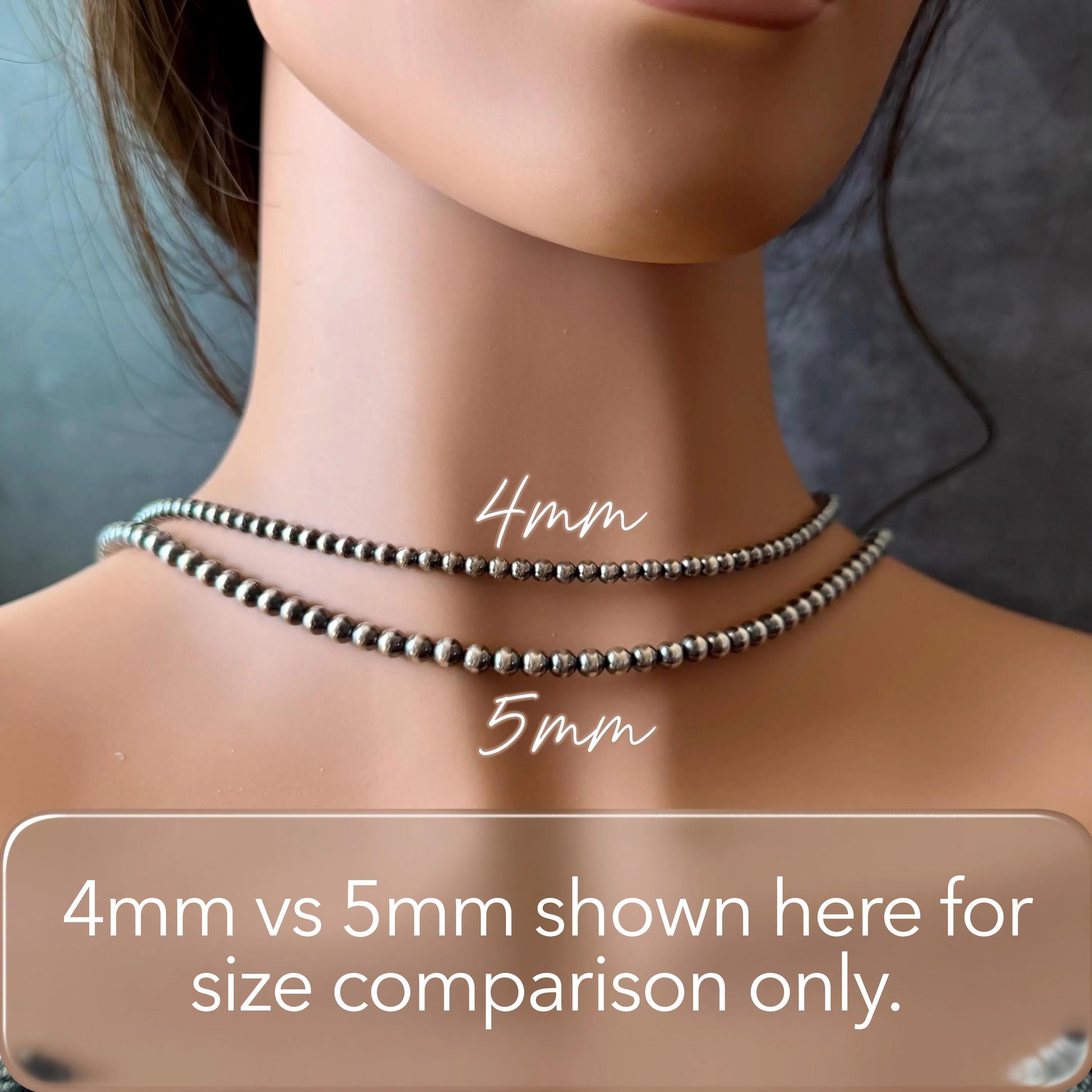 Sterling Silver Navajo Pearl Choker • Dainty 4mm Beaded Necklace
