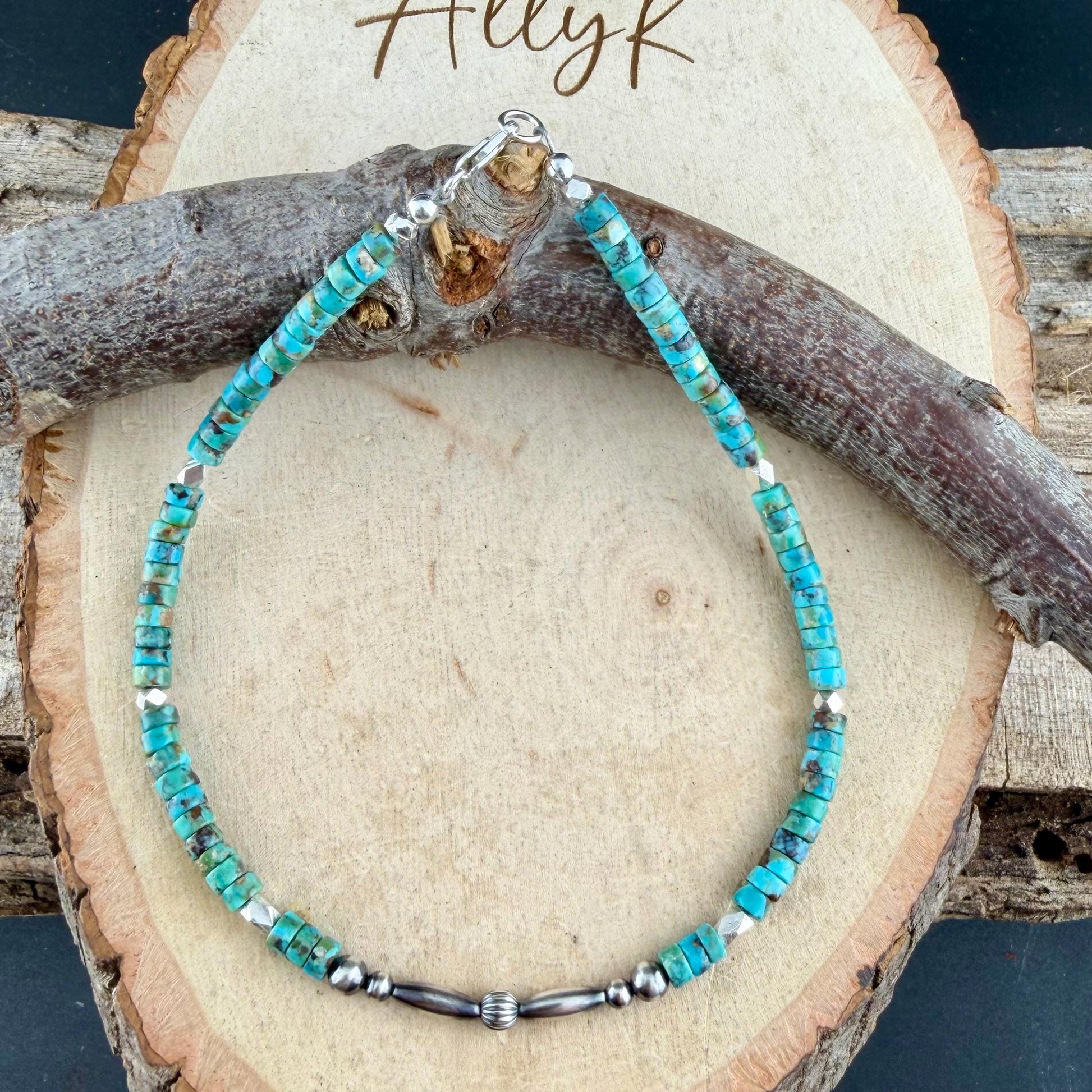 Sterling Silver Desert Pearl Anklet • Turquoise Heishi • Southwest Jewelry