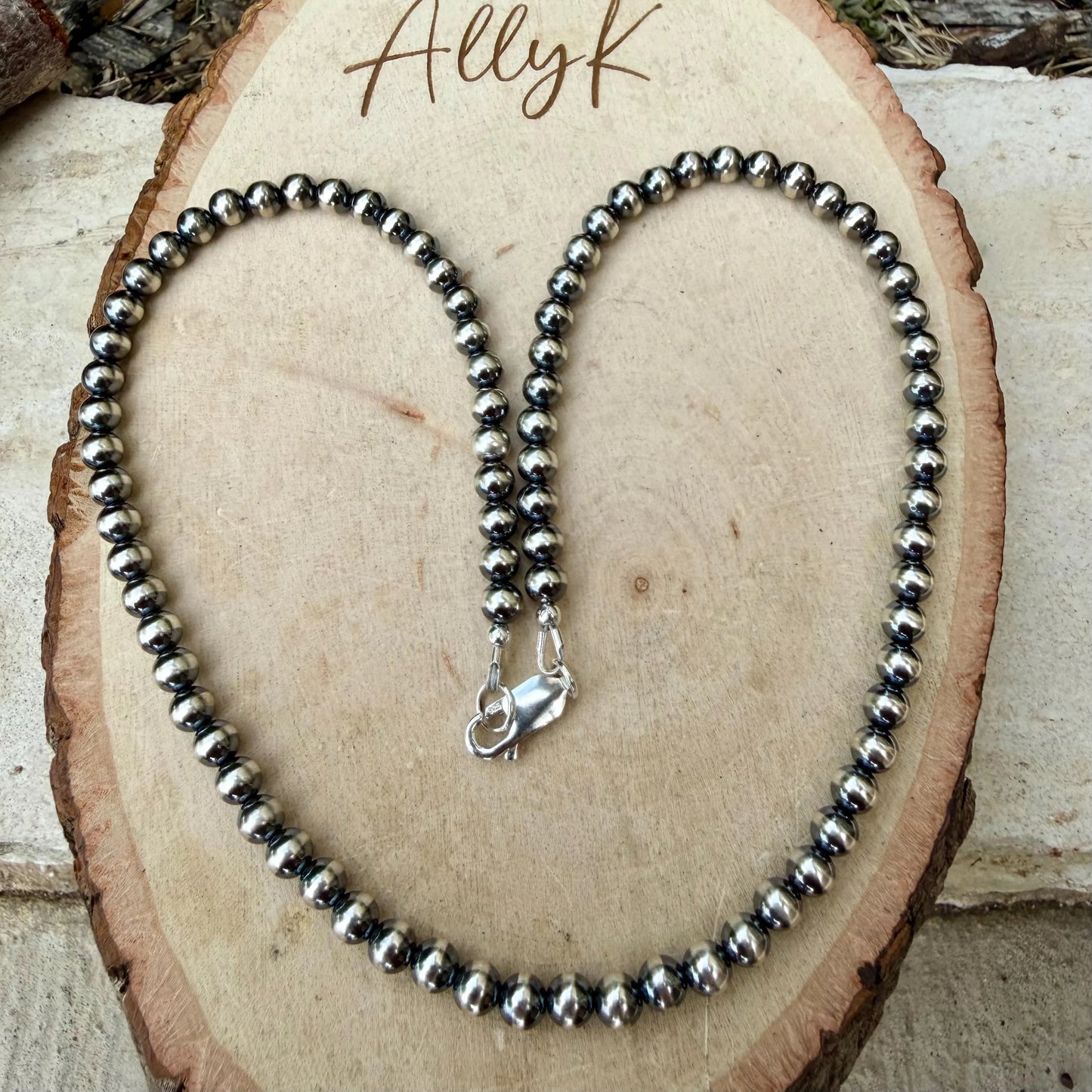 5mm Sterling Silver Desert Pearl Choker Necklace • Classic Southwestern Elegance
