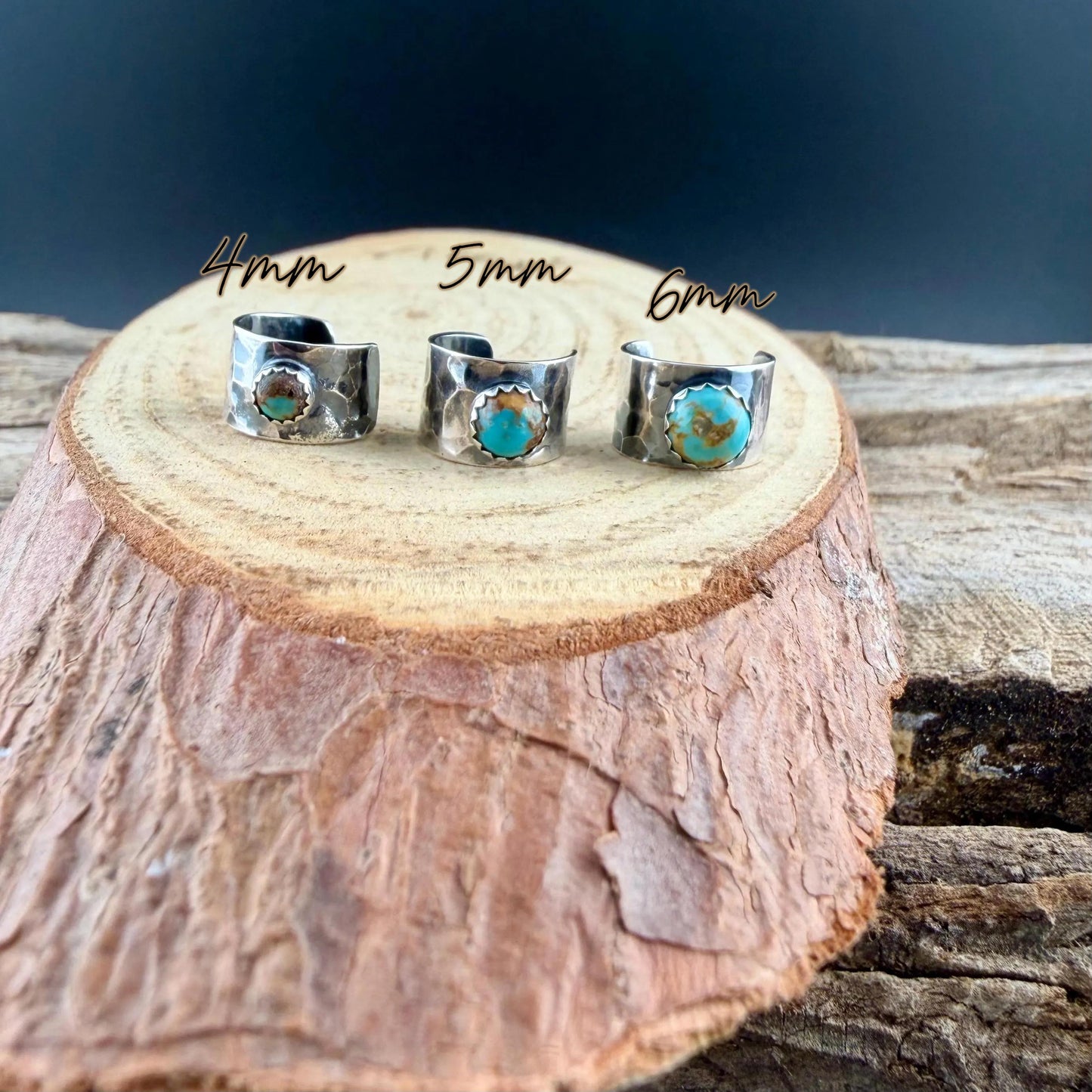 Genuine Turquoise Ear Cuff 4mm–6mm • Sterling Silver Faux Conch • No Piercing Needed
