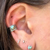 5mm Number 8 Genuine Turquoise Sterling Silver Ear Cuff | Floral Doodle Band, No-Piercing Earring