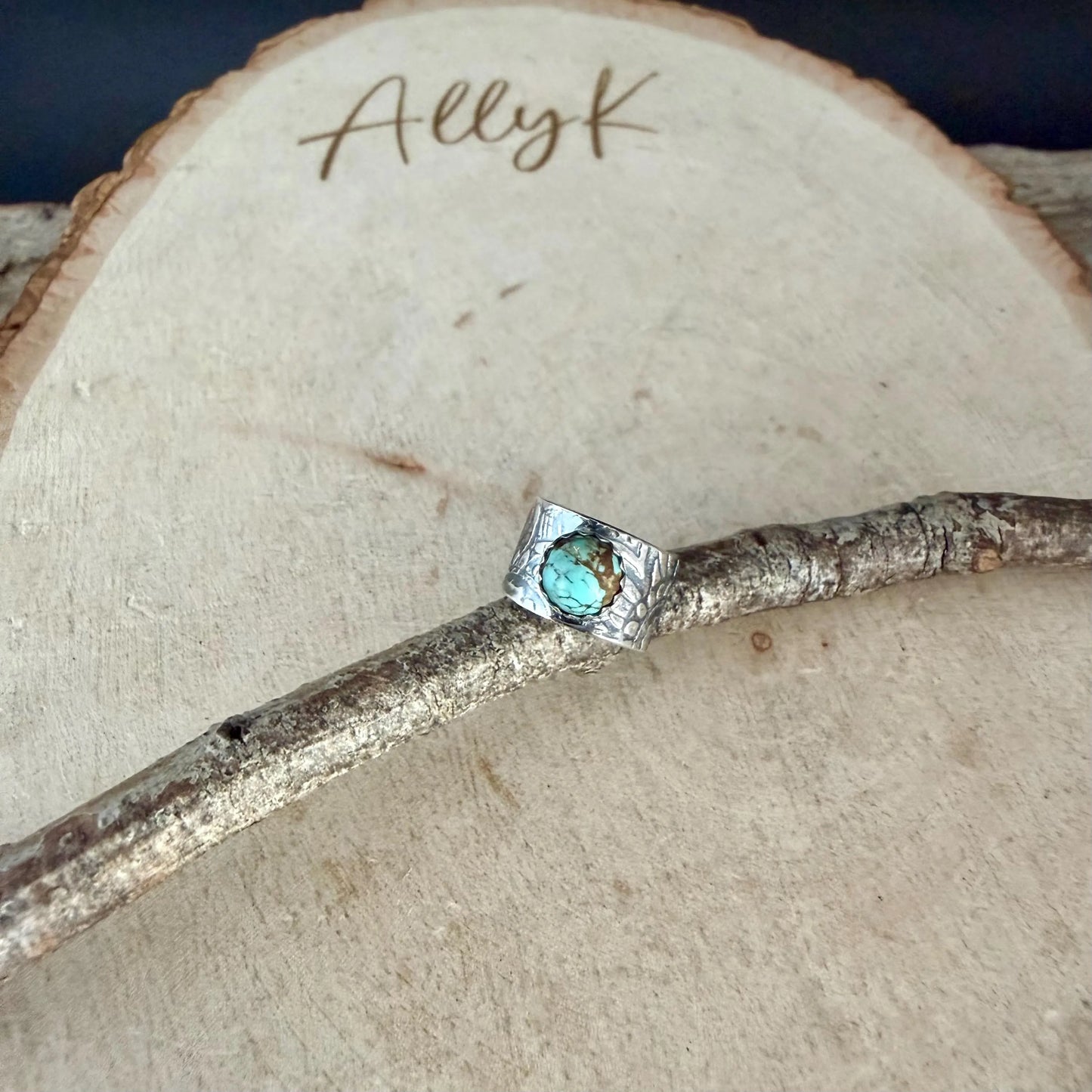 5mm Number 8 Genuine Turquoise Sterling Silver Ear Cuff | Floral Doodle Band, No-Piercing Earring