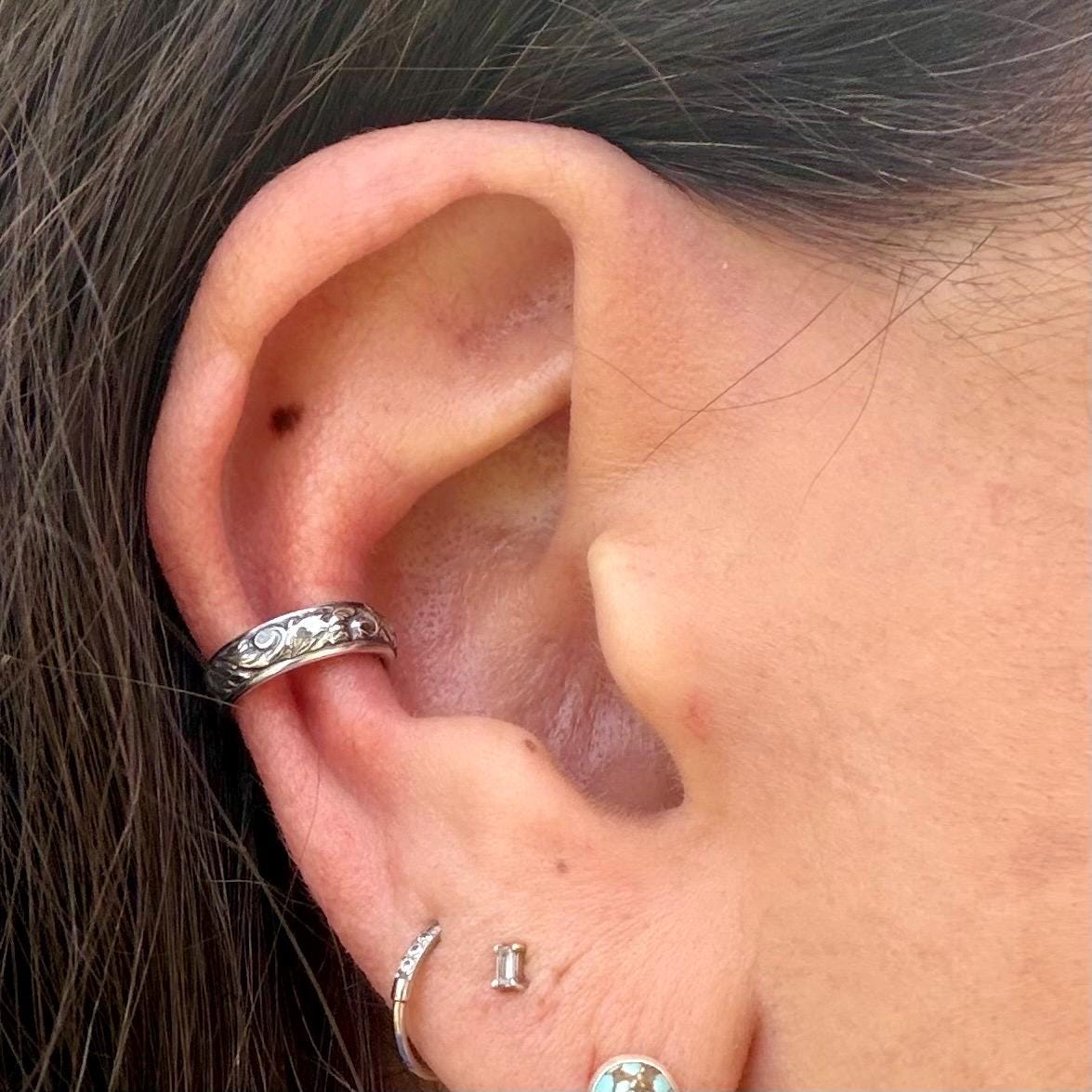 Sterling Silver Vine & Leaf Ear Cuff • Dainty No‑Piercing Earring