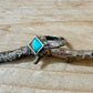 Kingman Turquoise Square Ring • 6mm Sterling Silver Stacking Band • Southwest Jewelry