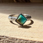 Kingman Turquoise Square Ring • 6mm Sterling Silver Stacking Band • Southwest Jewelry