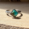 Kingman Turquoise Square Ring • 6mm Sterling Silver Stacking Band • Southwest Jewelry