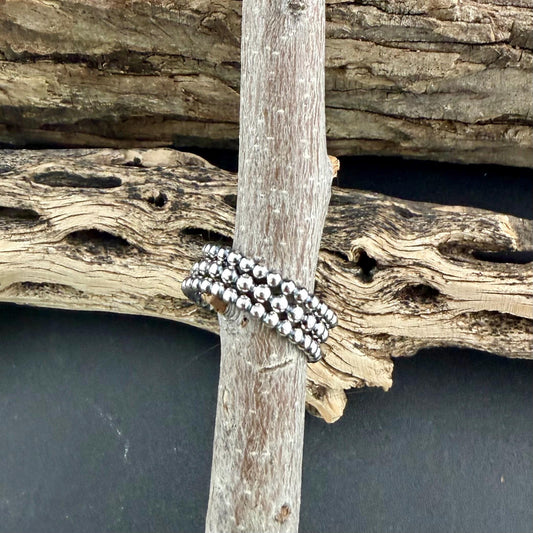 Sterling Silver Beaded Ring Stack • Set of Three • Minimalist Stacking Rings