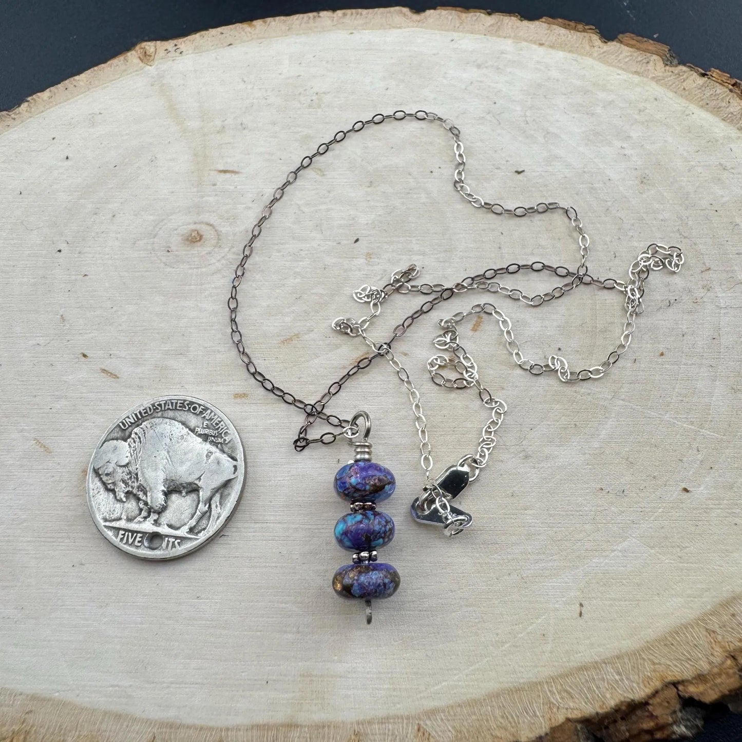 Mohave Purple Kingman Turquoise Necklace • Sterling Silver Turquoise Pendant