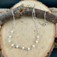 Mother of Pearl Necklace • Sterling Silver Mariner Chain • Hand Wrapped 4mm Pearl Bar Choker