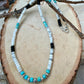 Unisex Choker Necklace with Howlite, Onyx, Kingman Turquoise & Hematite