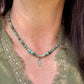 Sterling Silver Feather Pendant Choker with African Turquoise - Unisex Design