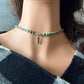 Sterling Silver Feather Pendant Choker with African Turquoise - Unisex Design