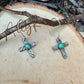 Sterling Silver Cross Earrings • Kingman Turquoise • Handmade Southwest Jewelry