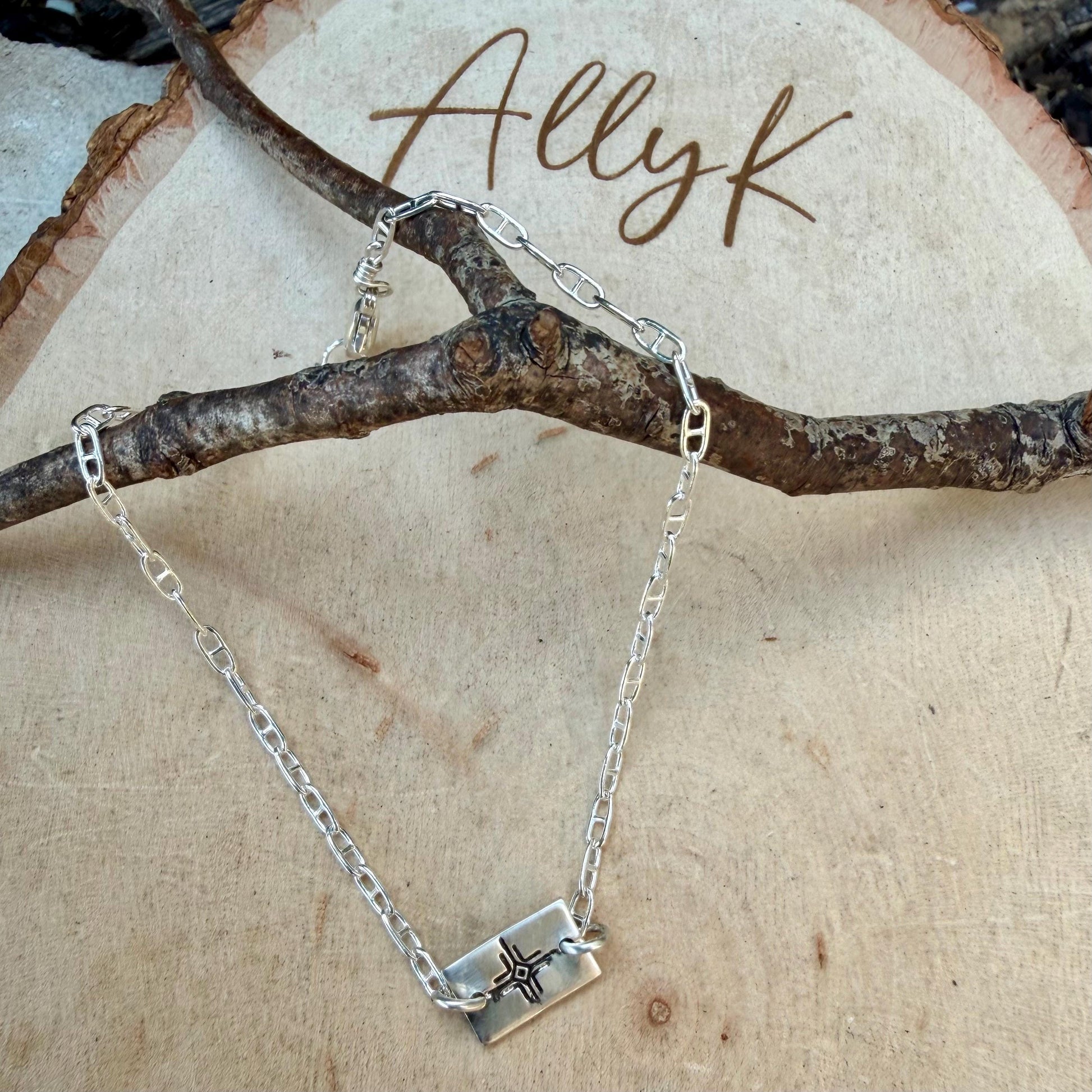Sterling Silver Zia Sun Anklet • Southwest Symbol Jewelry • Dainty Mariner Chain Ankle Bracelet