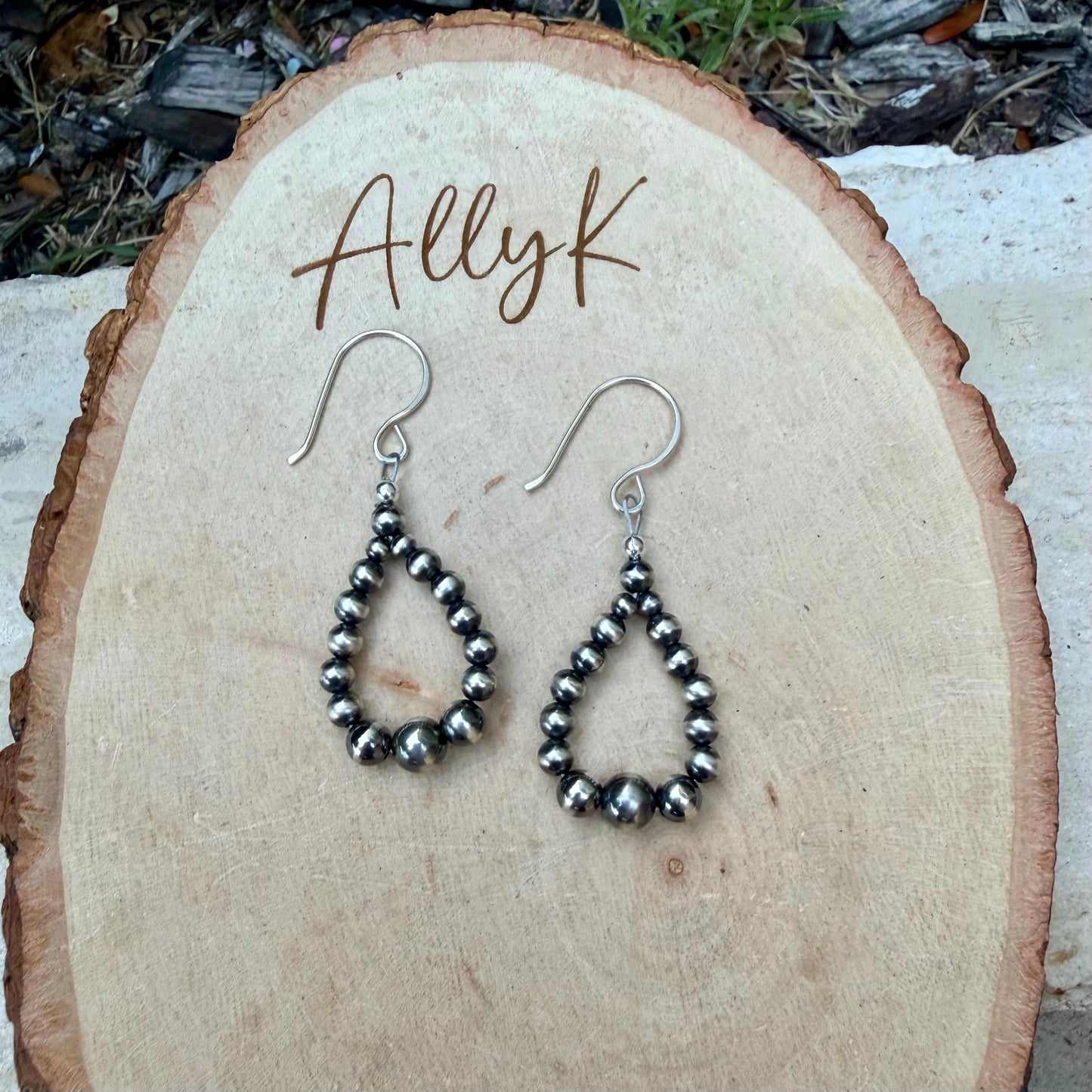 Desert Pearl Teardrop Hoop Earrings • Sterling Silver Dainty Southwestern Jewelry
