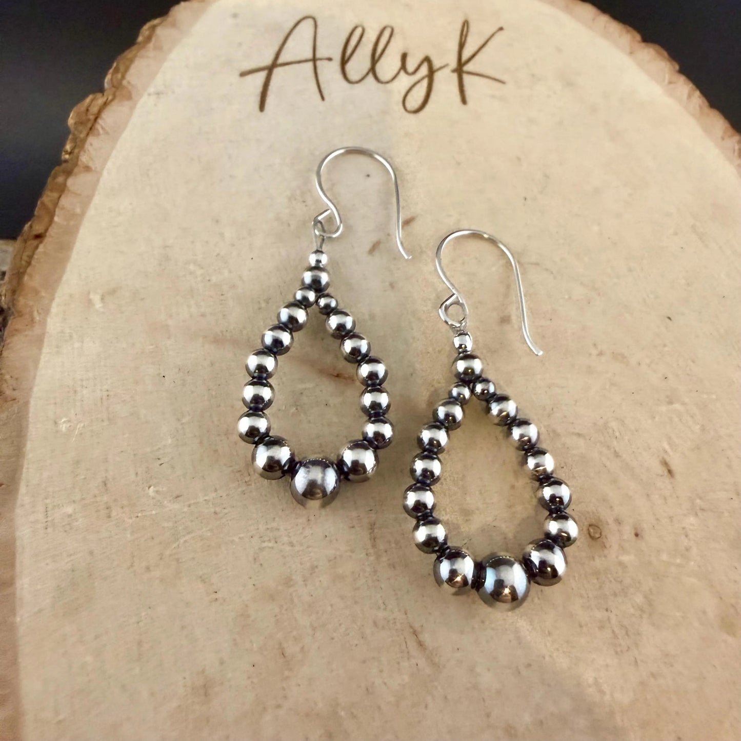 Desert Pearl Teardrop Hoop Earrings • Sterling Silver Dainty Southwestern Jewelry