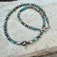 Desert Pearl & Kingman Turquoise Choker Necklace • Sterling Silver Southwest Style