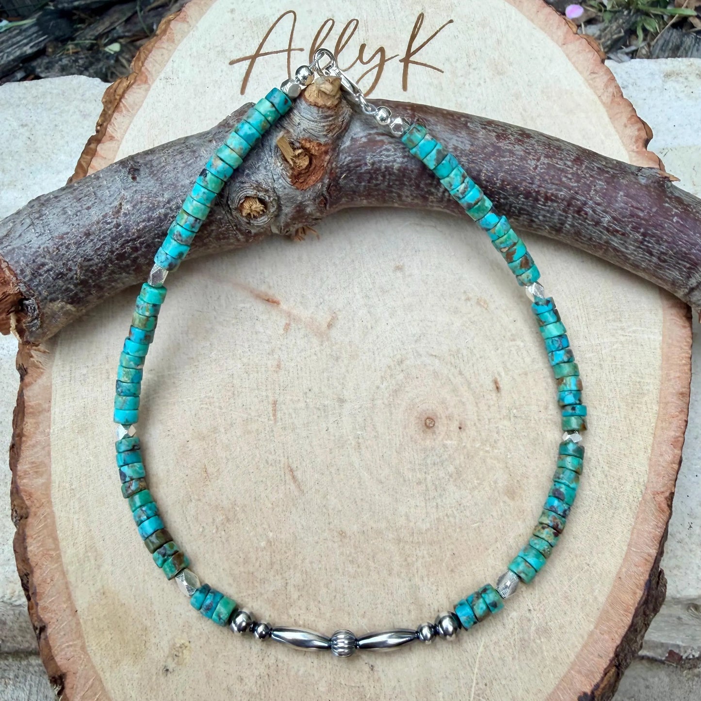 Sterling Silver Desert Pearl Anklet • Turquoise Heishi • Southwest Jewelry