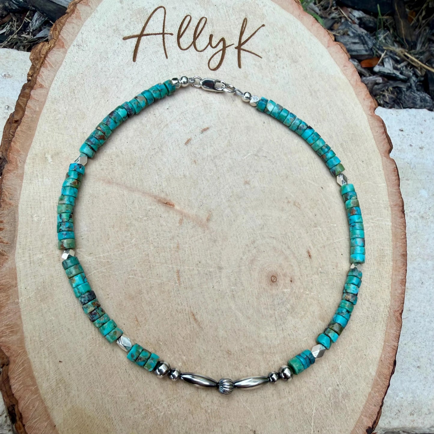 Sterling Silver Desert Pearl Anklet • Turquoise Heishi • Southwest Jewelry