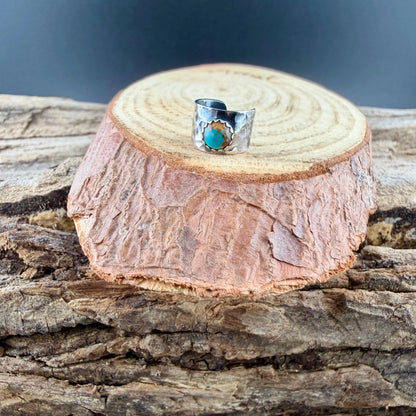 Genuine Turquoise Ear Cuff 4mm–6mm • Sterling Silver Faux Conch • No Piercing Needed