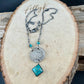 Buffalo Nickel Kingman Turquoise Necklace • Sterling Silver Stacked Drop Pendant • Vintage Coin Choker