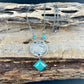 Buffalo Nickel Kingman Turquoise Necklace • Sterling Silver Stacked Drop Pendant • Vintage Coin Choker