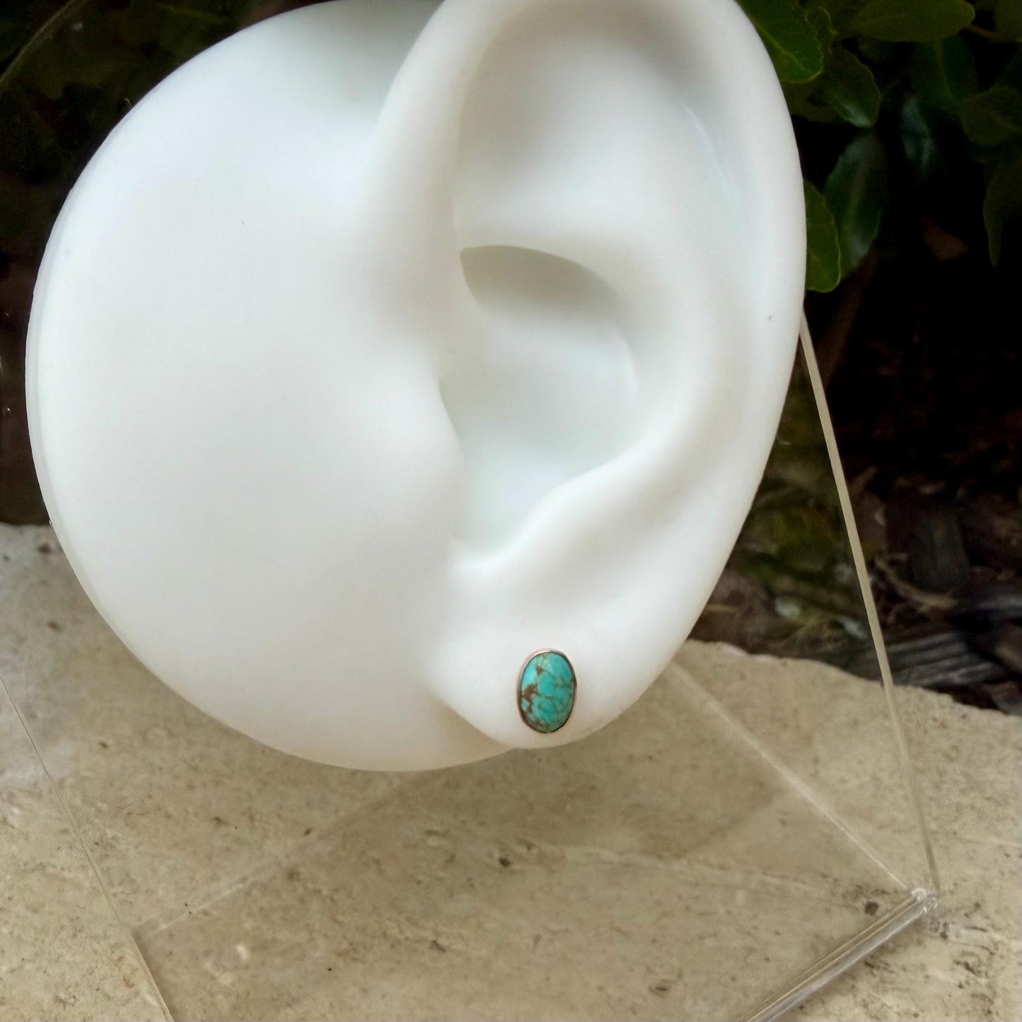 14k Gold Filled Number 8 Turquoise Stud Earrings • 4×6mm Oval Posts