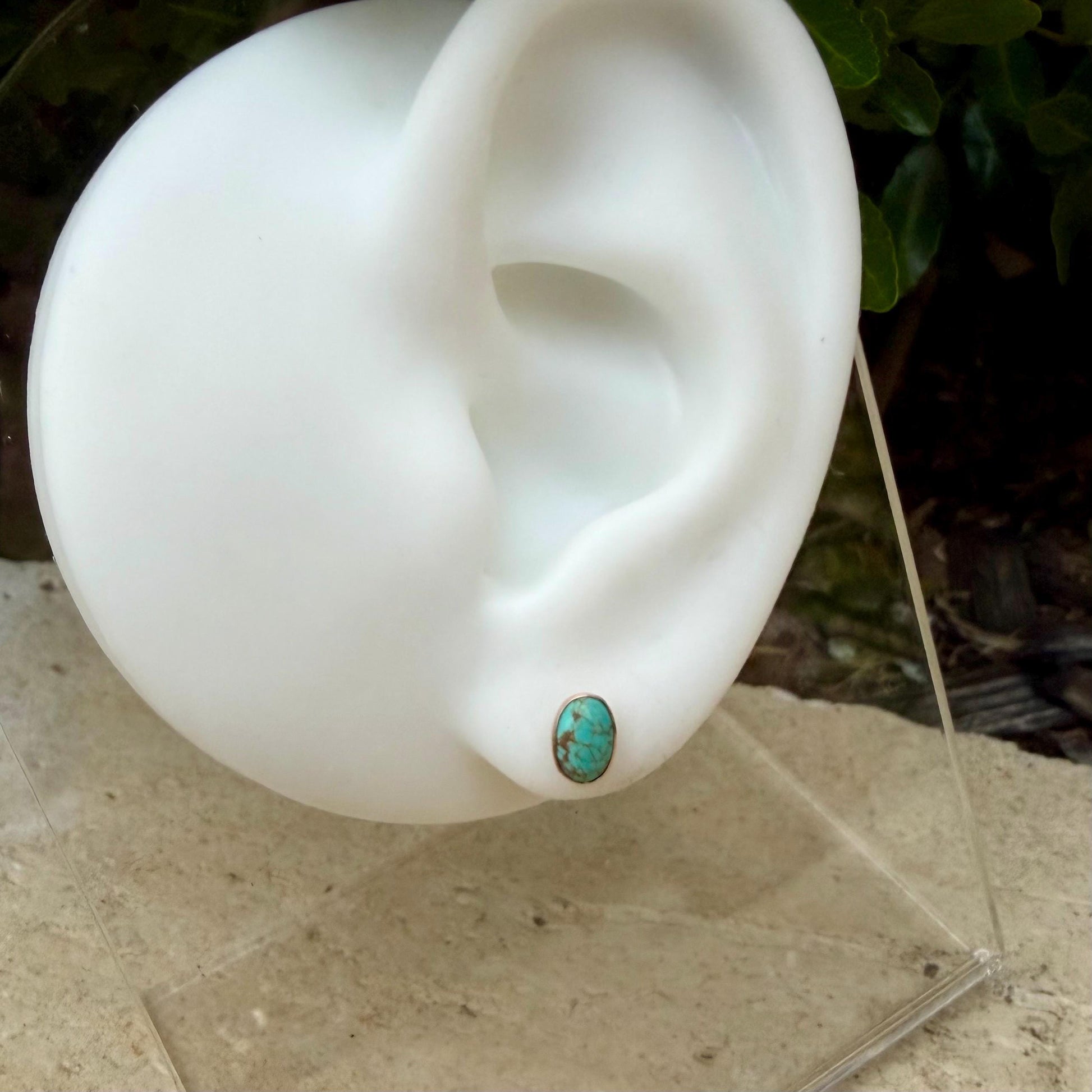 14k Gold Filled Number 8 Turquoise Stud Earrings • 4×6mm Oval Posts