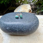 4×6mm Turquoise Stud Earrings Sterling Silver • Number 8 Turquoise Cabochon Posts