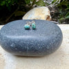 4×6mm Turquoise Stud Earrings Sterling Silver • Number 8 Turquoise Cabochon Posts