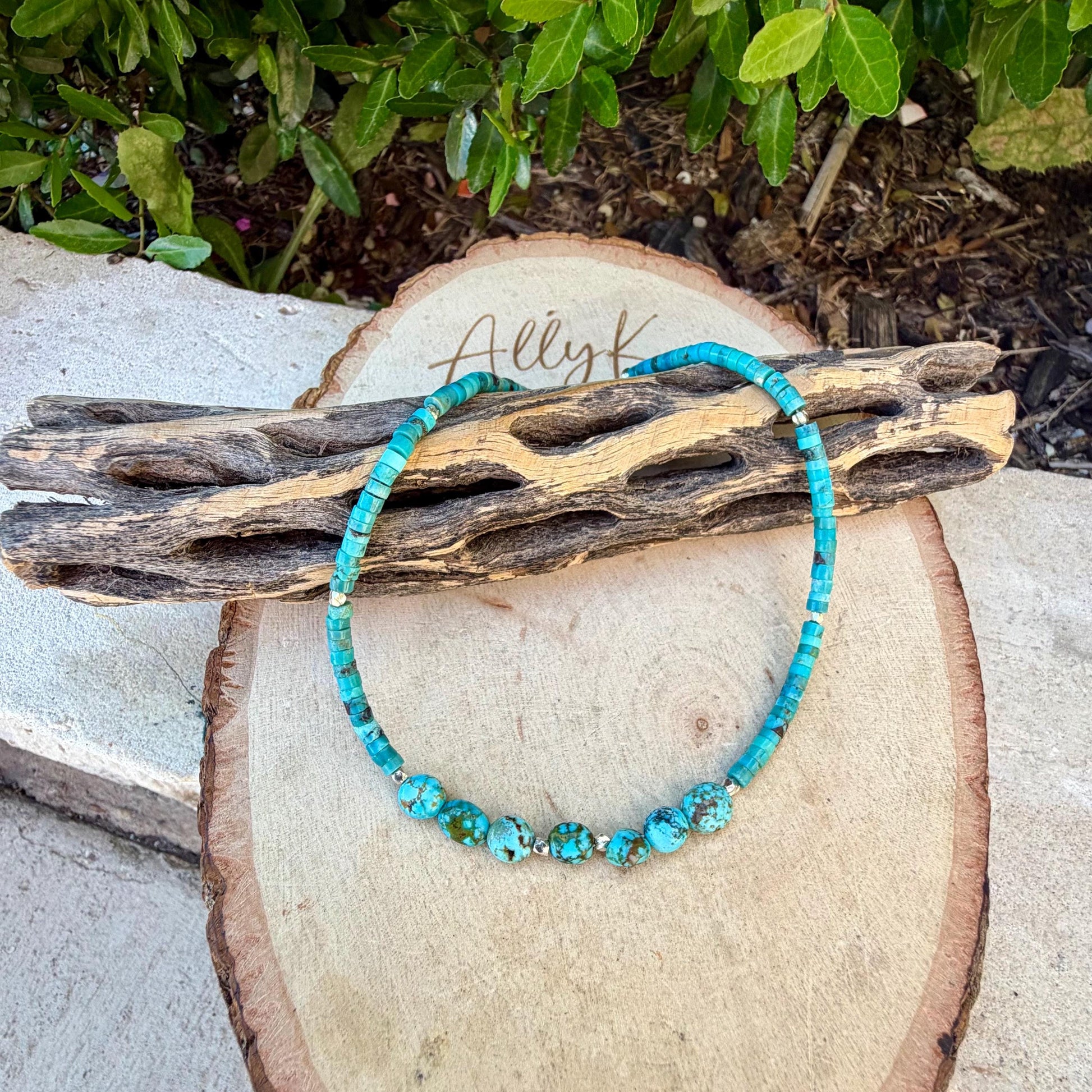 Turquoise Anklet • Kingman Nugget Ankle Bracelet • Sterling Silver • Dainty Ankle Jewelry