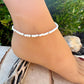 White Dolomite Anklet • 2.6mm Micro Beads • Sterling Silver Dainty Ankle Bracelet