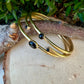 Black Onyx Cuff Bracelets Set | Hand-Forged Brass Stack of 3