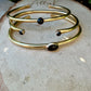 Black Onyx Cuff Bracelets Set | Hand-Forged Brass Stack of 3