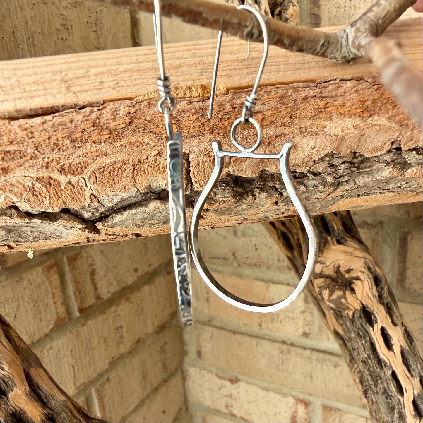 Sterling Silver Paisley Drop Earrings • Western Stirrups • Handmade Artisan Jewelry