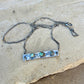 Turquoise Bar Necklace • Sterling Rectangle Pendant • Oxidized Artisan Chain