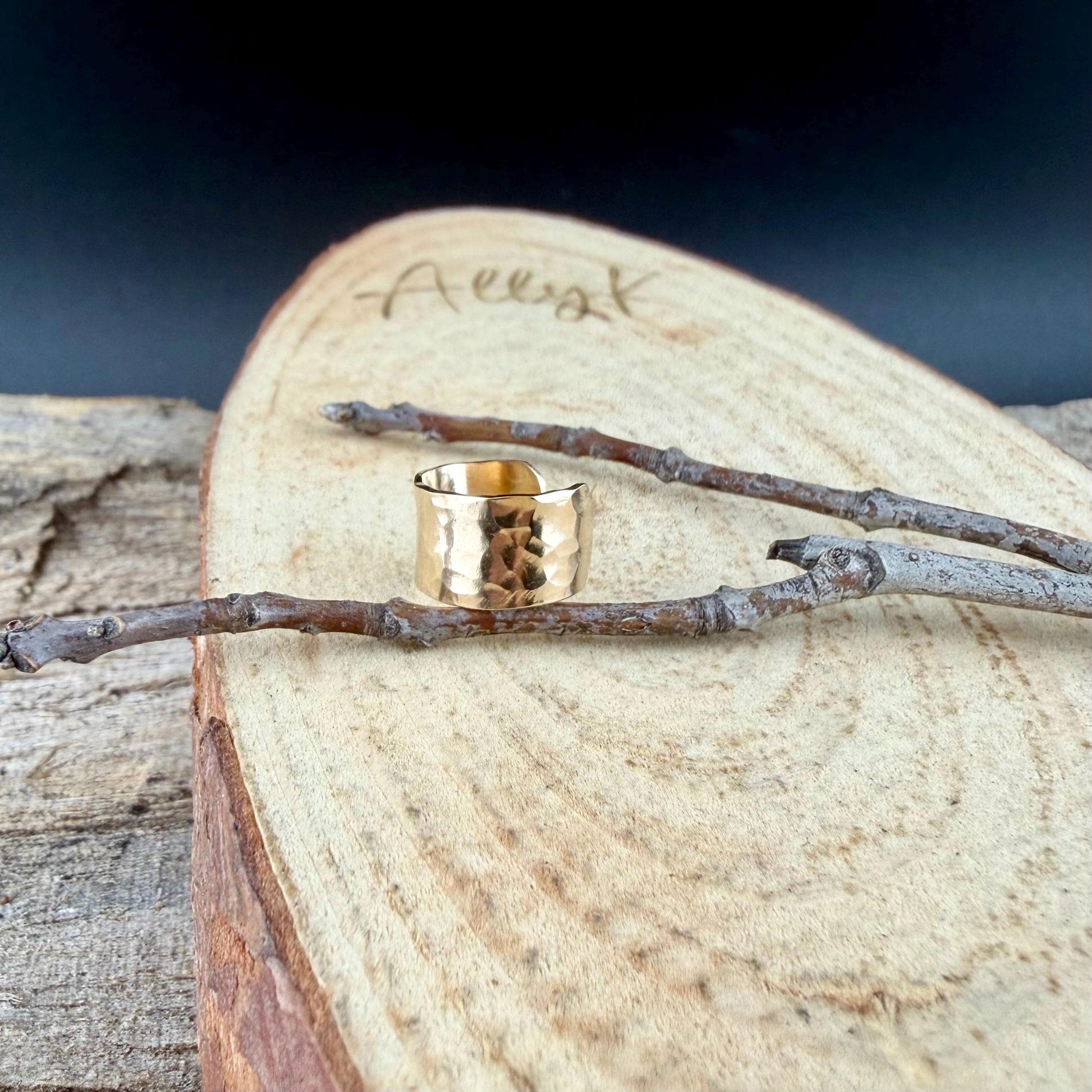 14k Gold Filled Ear Cuff • Hammered Faux Conch • No Piercing Adjustable Cuff