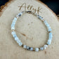 Aquamarine Lapis Moonstone Bracelet • Rainbow Moonstone–Tourmaline • Sterling Silver Stacker
