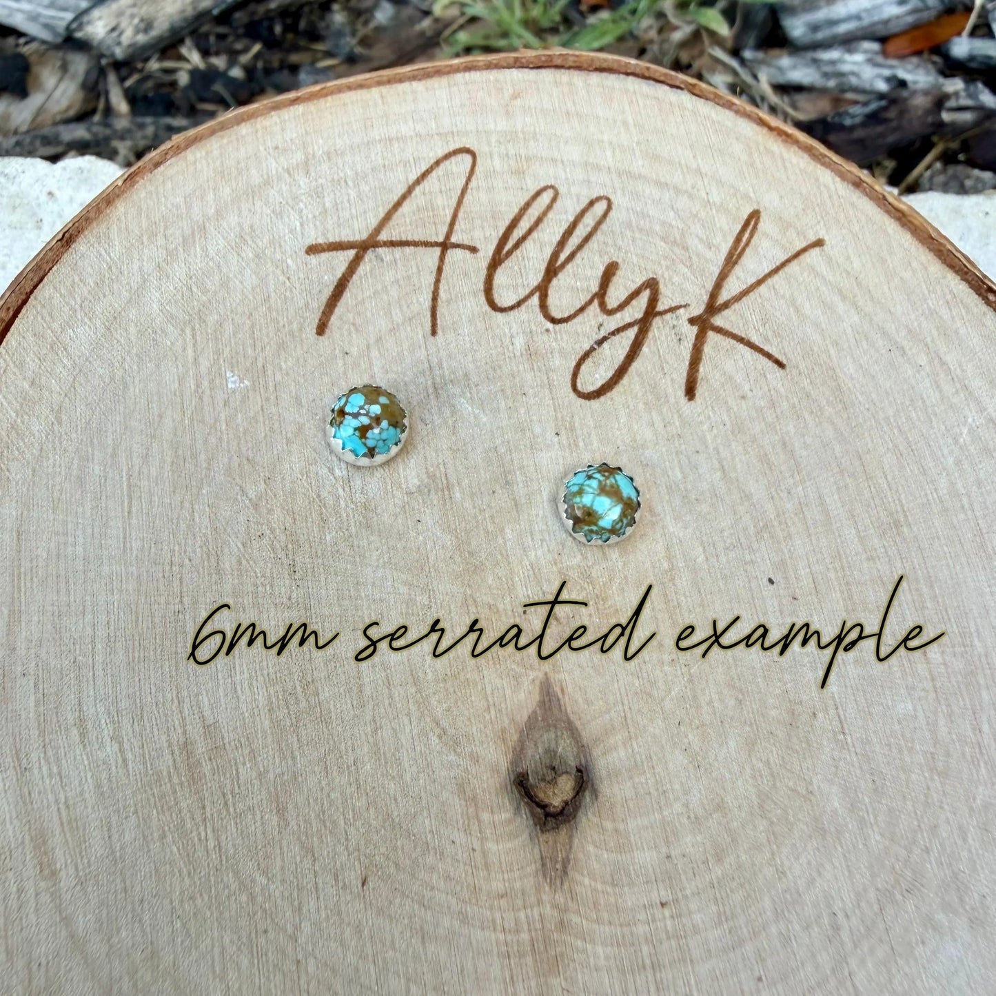 Number 8 Turquoise Stud Earrings • 4mm 5mm 6mm • Sterling Silver Bezel Studs
