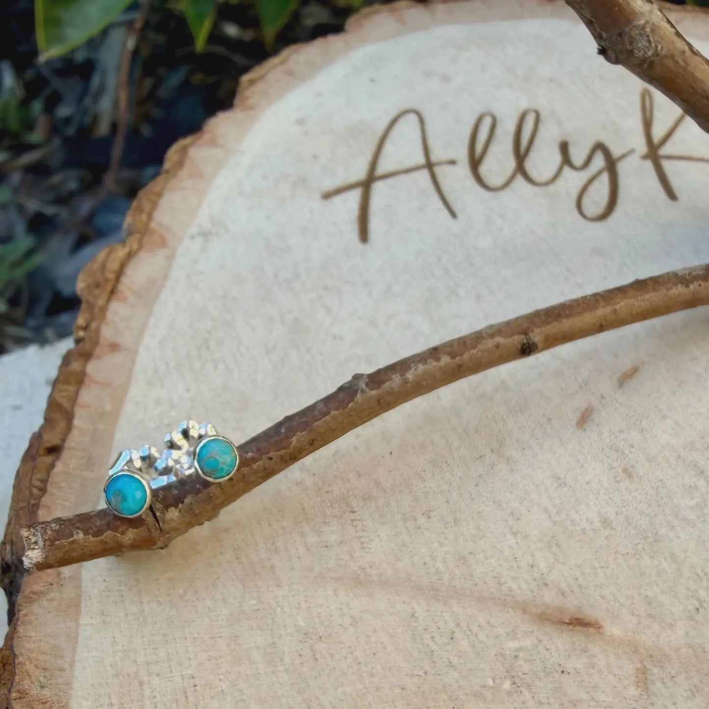 3mm Kingman Turquoise Stud Earrings • Greener or Bluer Option • Tiny Sterling Silver Bezel Studs