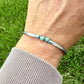 Sterling Silver Cuff Bracelet • Number 8 Turquoise • Hammered Triple Stone Cuff