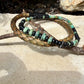 Camo Leather Bracelet Set • African Turquoise • Onyx • Hematite • Stainless Steel Bayonet Clasp