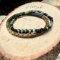 Camo Leather Bracelet Set • African Turquoise • Onyx • Hematite • Stainless Steel Bayonet Clasp