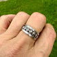Sterling Ring Stack • 3 Ring Floral Set • Daisy Band • Rustic Silver Rings