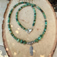 Sterling Silver Feather Pendant Choker with African Turquoise - Unisex Design