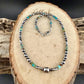 Desert Pearl & Kingman Turquoise Choker Necklace • Sterling Silver Southwest Style