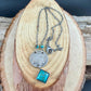Buffalo Nickel Kingman Turquoise Necklace • Sterling Silver Stacked Drop Pendant • Vintage Coin Choker